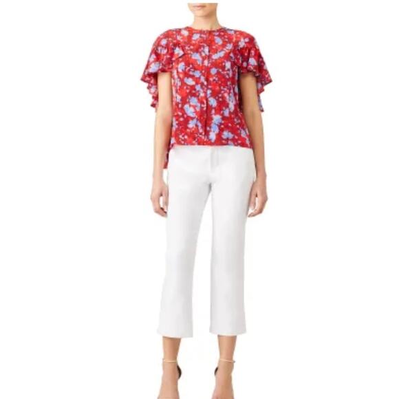 Alexis Floral Danijela Top Red Blue Floral Silk Small - Picture 1 of 8